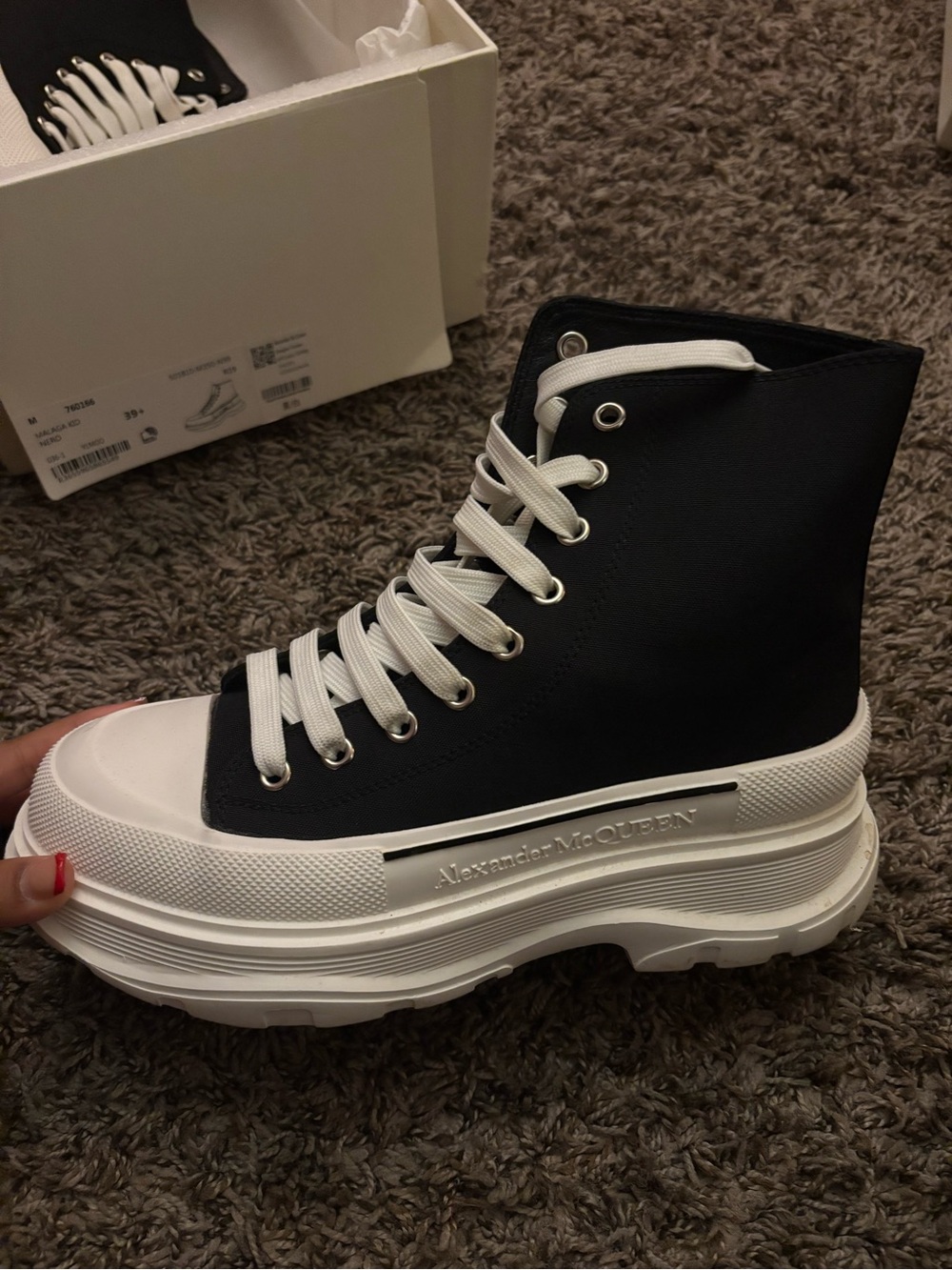 Alexander McQueen Black and White High-Top Platform Sneaker